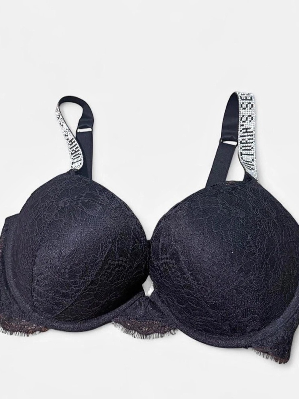 Victoria's Secret Very Sexy Lace Shine Strap Push-Up Bra Black 36D